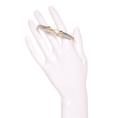 David Yurman Sterling Silver 14K Yellow Gold 7mm Cable Classic Buckle Bracelet 2 of 5