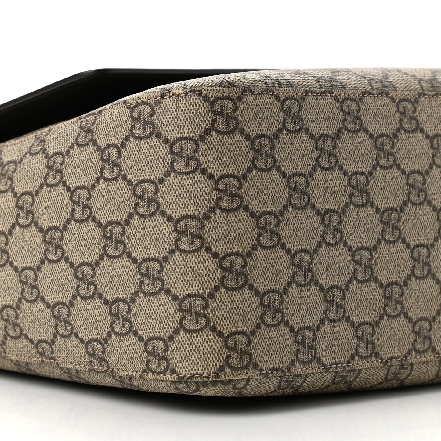 GG Supreme Monogram Selleria Calfskin Large Satchel Messenger Bag Beige Ebony Cocoa Dark Chocolate