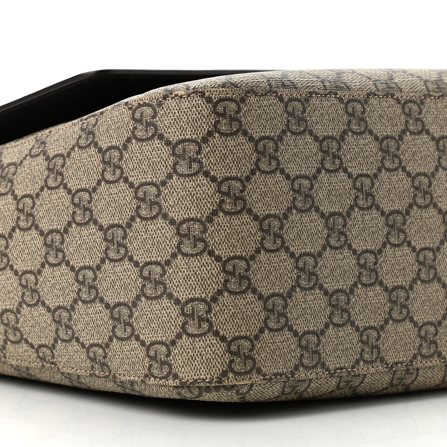 Gucci GG Supreme Monogram Selleria Calfskin Large Satchel Messenger Bag Beige Ebony Cocoa Dark Chocolate 9 of 10