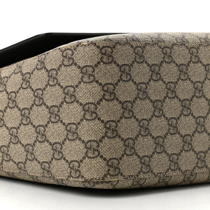 Gucci GG Supreme Monogram Selleria Calfskin Large Satchel Messenger Bag Beige Ebony Cocoa Dark Chocolate 9 of 10