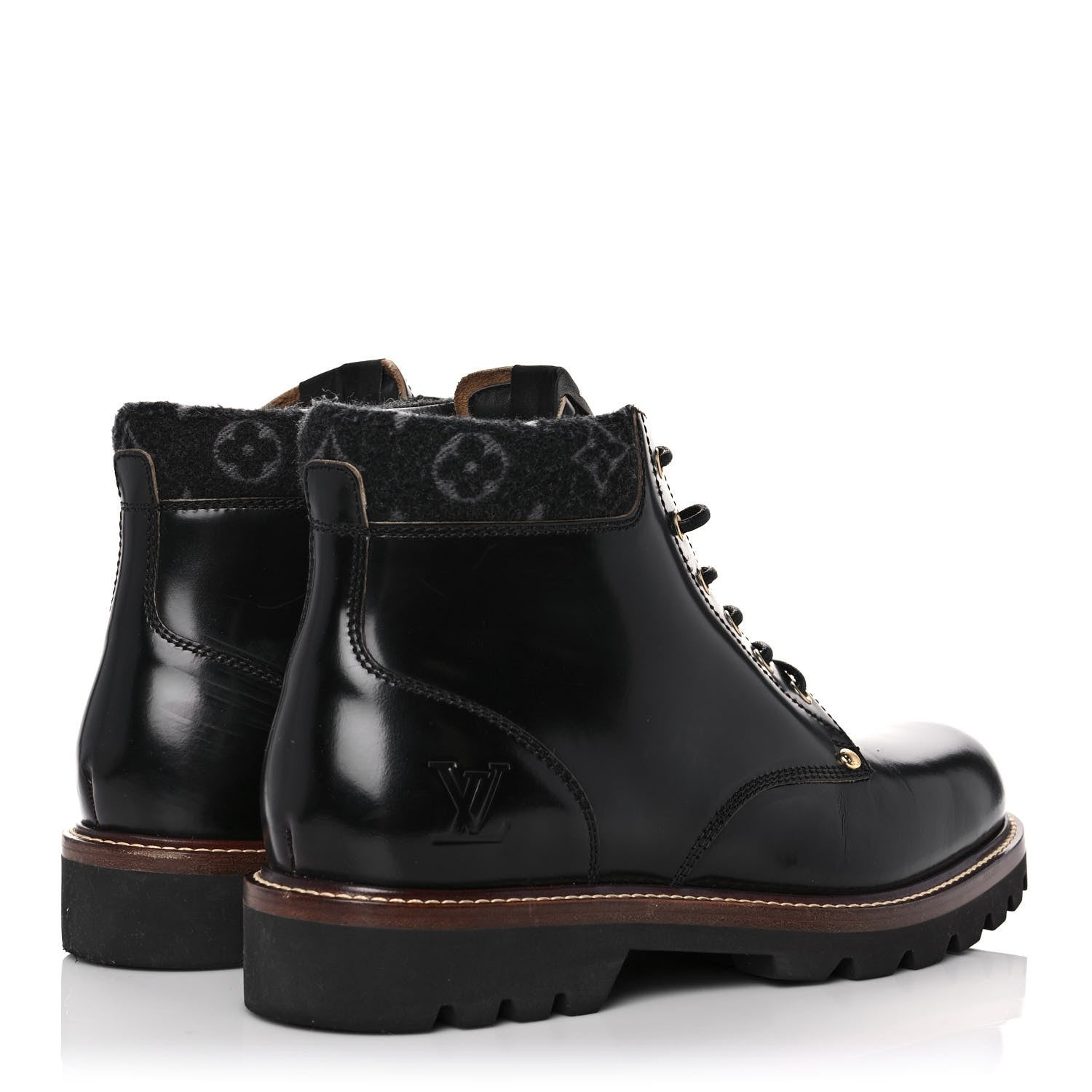 Louis Vuitton Calfskin Monogram Mens Ankle Boots 8 Black 4 of 8