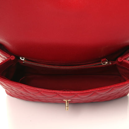 Chanel Caviar Quilted Medium Coco Handle Flap Red 4 of 4