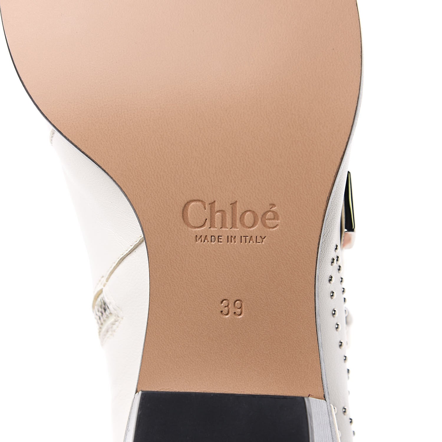Chloe Nappa Sheepskin Studded Susanna Ankle Boots 39 Cloudy White 6 of 10