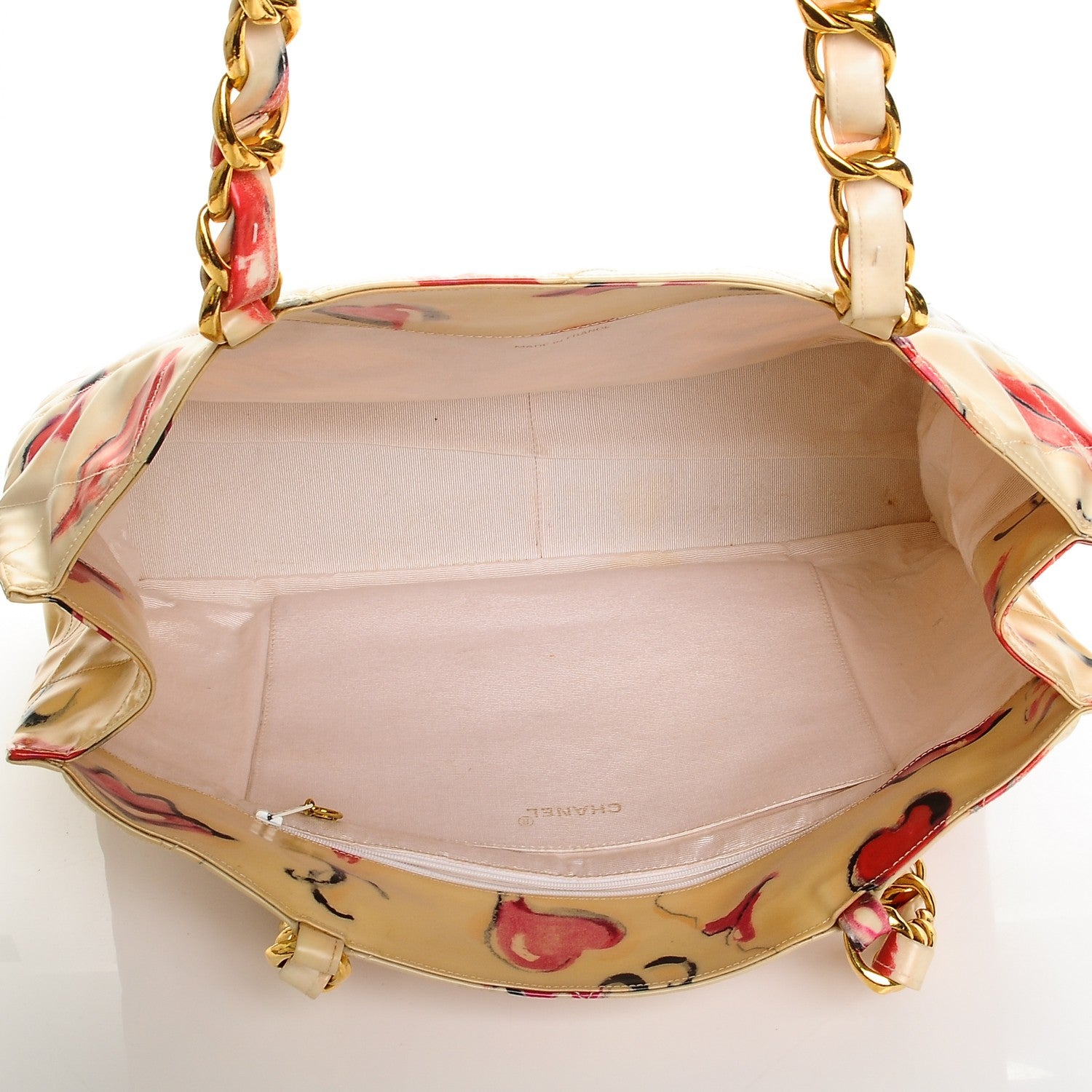Chanel Coated Canvas Quilted Lips and Kisses Graffiti XL Tote Beige 5 of 8