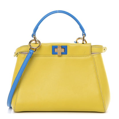 Fendi Nappa Colorblock Mini Peekaboo Iconic Satchel Lime Blue Royal Latte 1 of 15