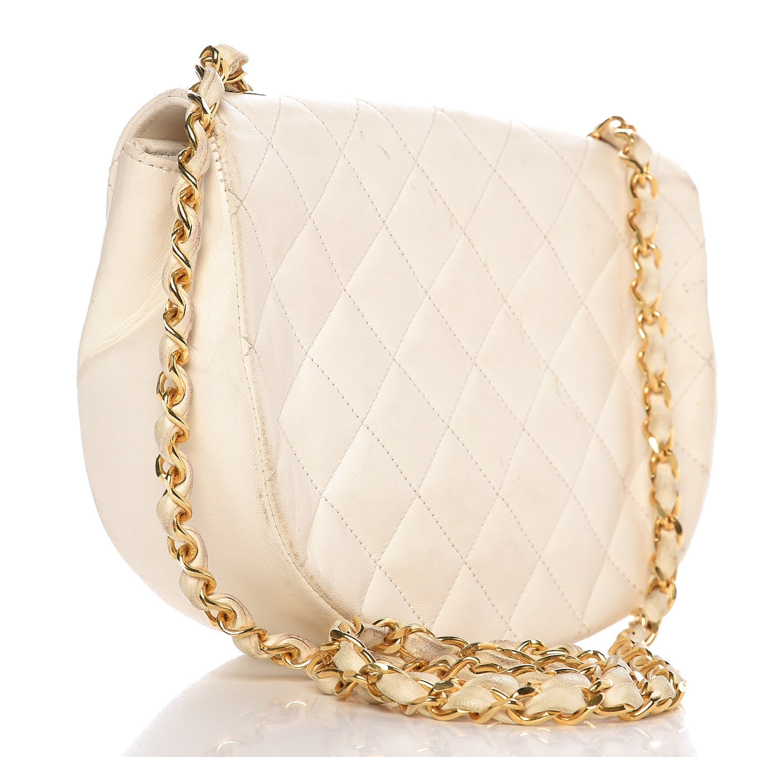 Chanel Lambskin Quilted Small Half Moon Flap Ivory 3 of 13