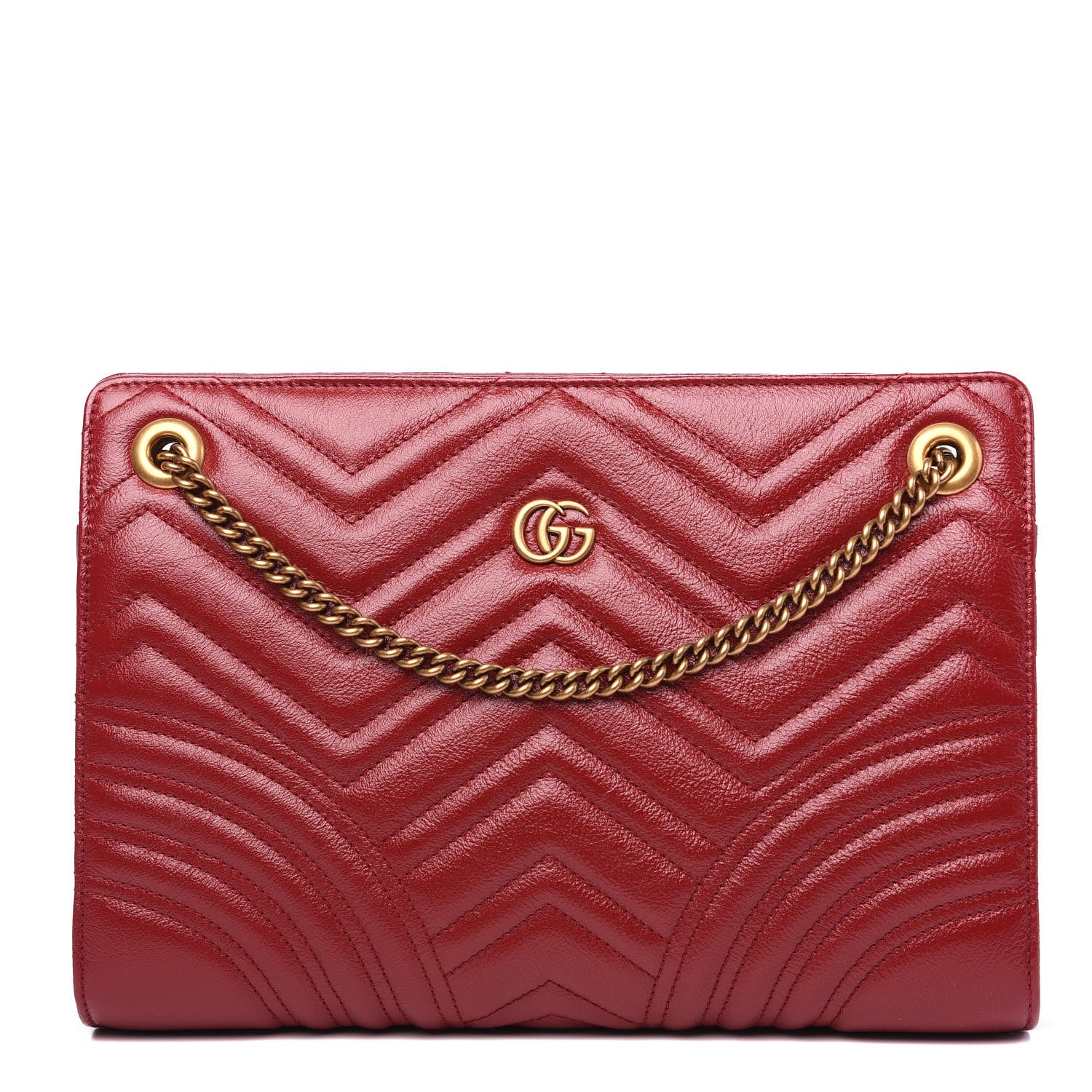 Gucci Azalea Calfskin Matelasse Heart Medium GG Marmont Slim Shoulder Bag Romantic Cerise 1 of 9