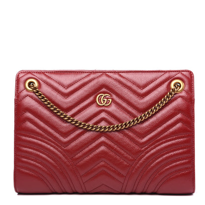 Gucci Azalea Calfskin Matelasse Heart Medium GG Marmont Slim Shoulder Bag Romantic Cerise 1 of 9