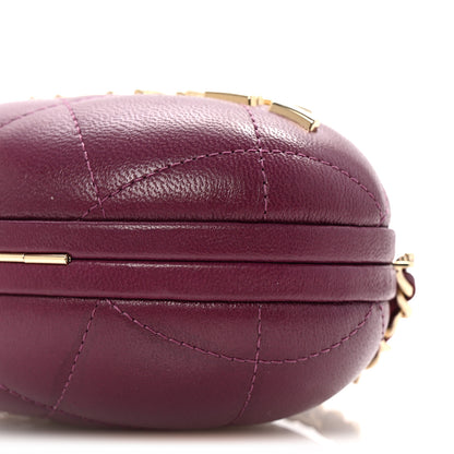 Chanel Lambskin Quilted Oval Minaudiere Chain Clutch Purple 10 of 10