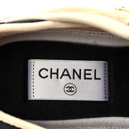 Chanel Velvet Calfskin Mixed Fibers CC Sneakers 37.5 Beige 8 of 10