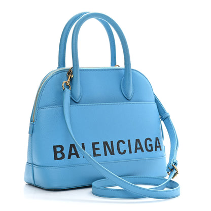 Balenciaga Signature Grained Calfskin Logo S Ville Top Handle Bag Bleu Turquoise 3 of 11