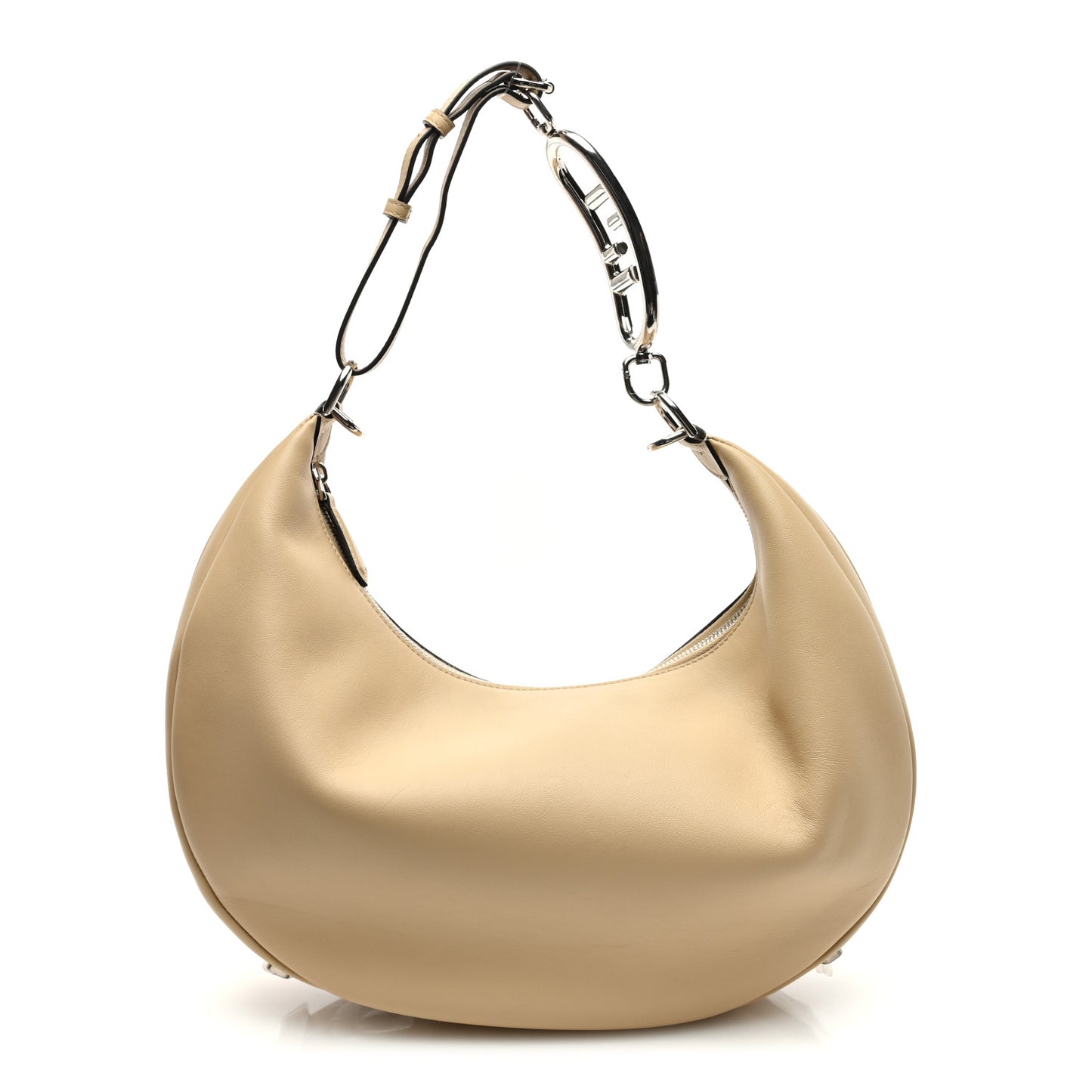 Vitello Grace Matte Medium Fendigraphy Hobo Bag Beige Amido