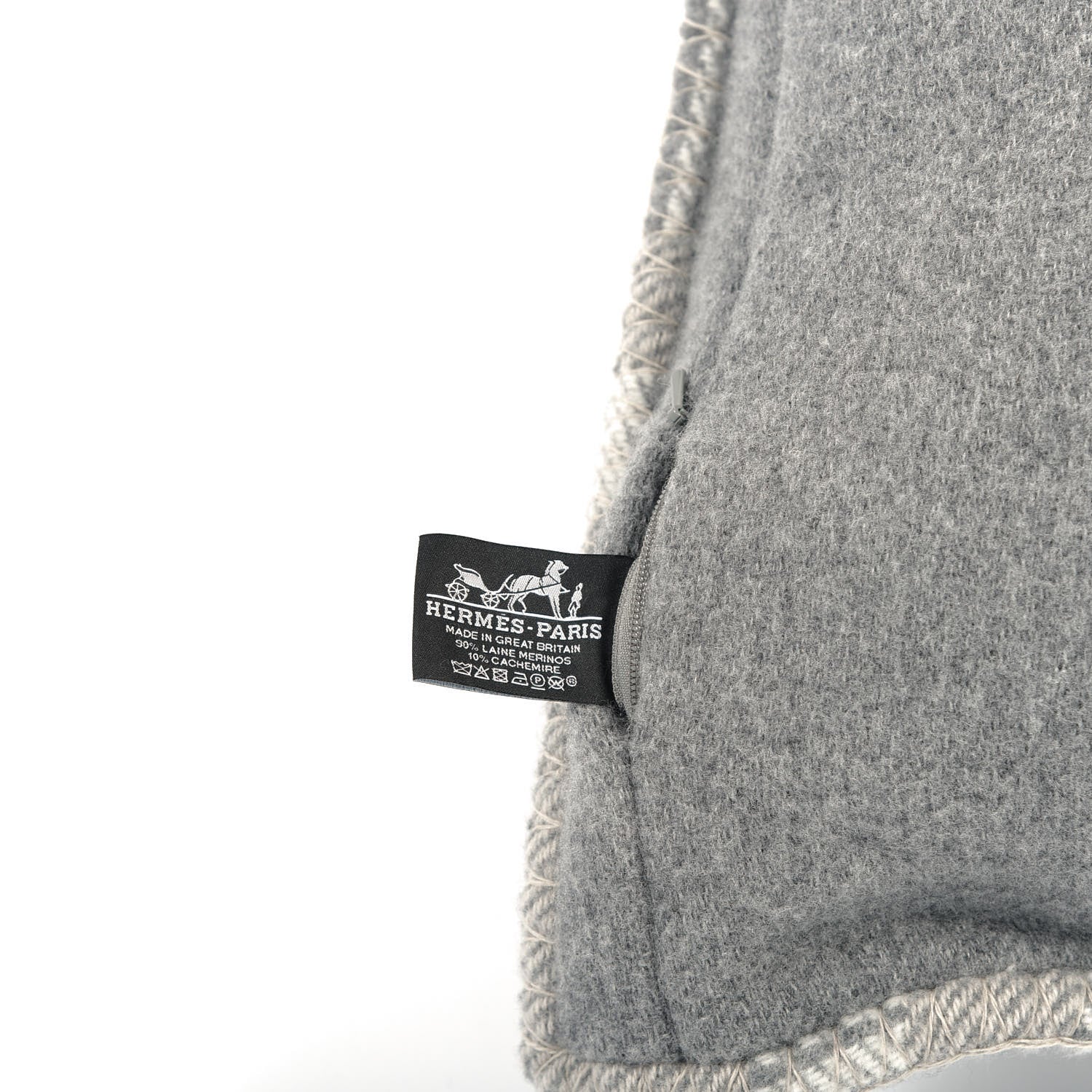 Hermes Wool Cashmere Avalon Paper Block Pillow Gris Acier 3 of 3