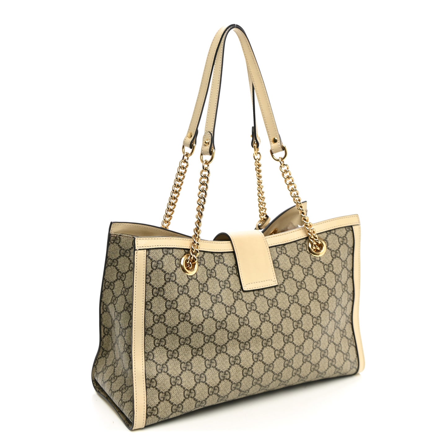 GG Supreme Monogram Medium Padlock Tote White