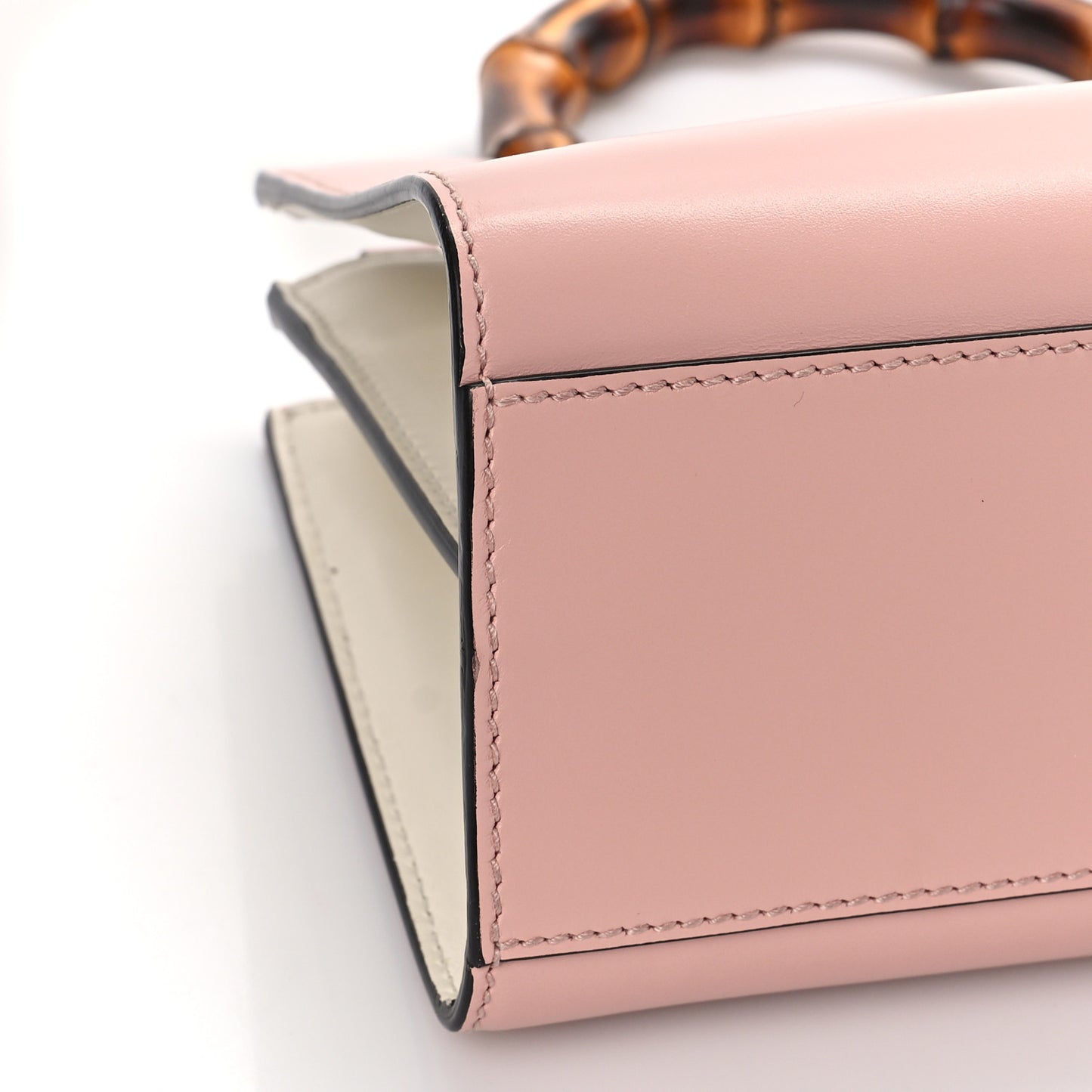 Nappa Bamboo Web Mini Nymphaea Top Handle Bag Perfect Pink Mystic White