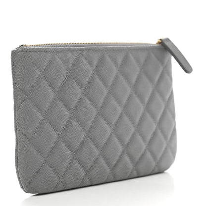 Chanel Caviar Quilted Cosmetic Case Grey 3 of 9