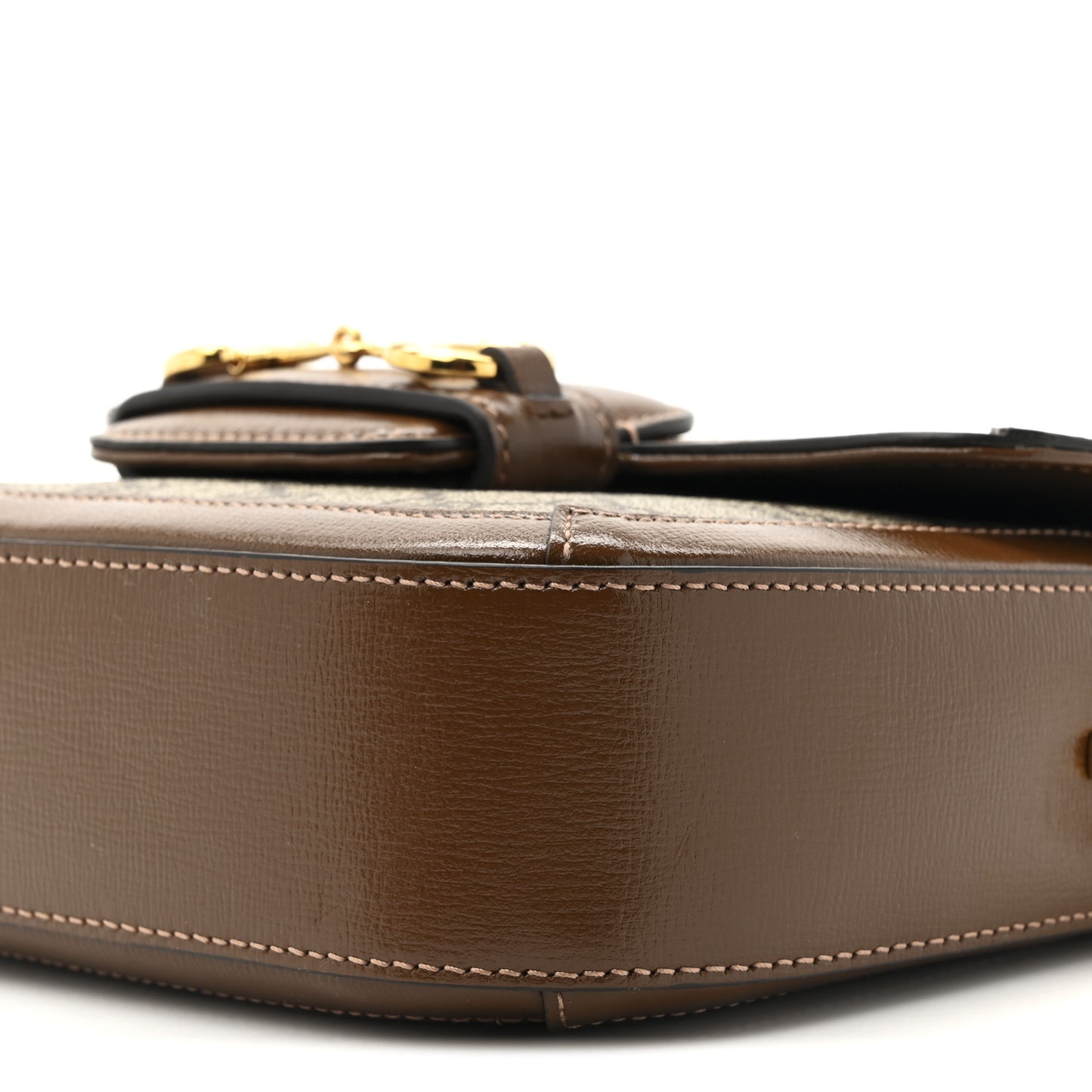 GG Supreme Monogram Web Mini Horsebit 1955 Shoulder Bag Beige Brown Sugar