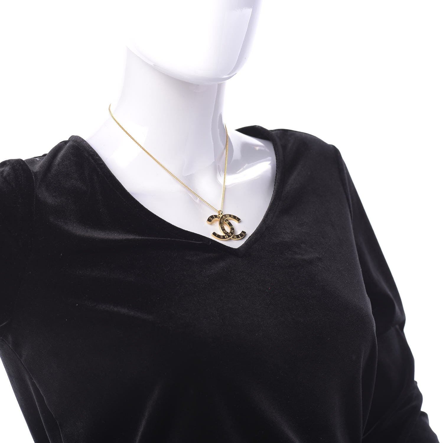 Chanel Metal CC Paris Button Necklace Gold 2 of 7