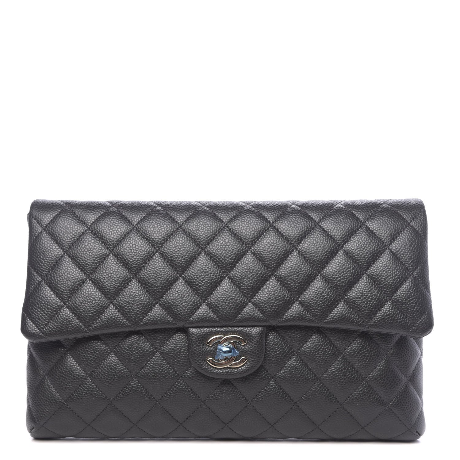 Chanel Caviar Quilted Flap Clutch Dark Grey 1 of 10