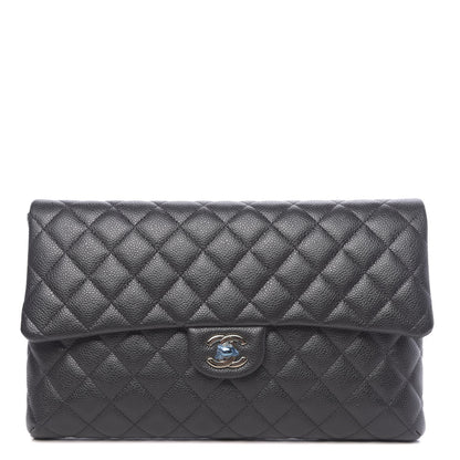 Chanel Caviar Quilted Flap Clutch Dark Grey 1 of 10