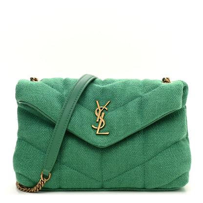 Saint Laurent Canvas Quilted Toy Loulou Puffer Monogram Chain Satchel Basil 2 of 11