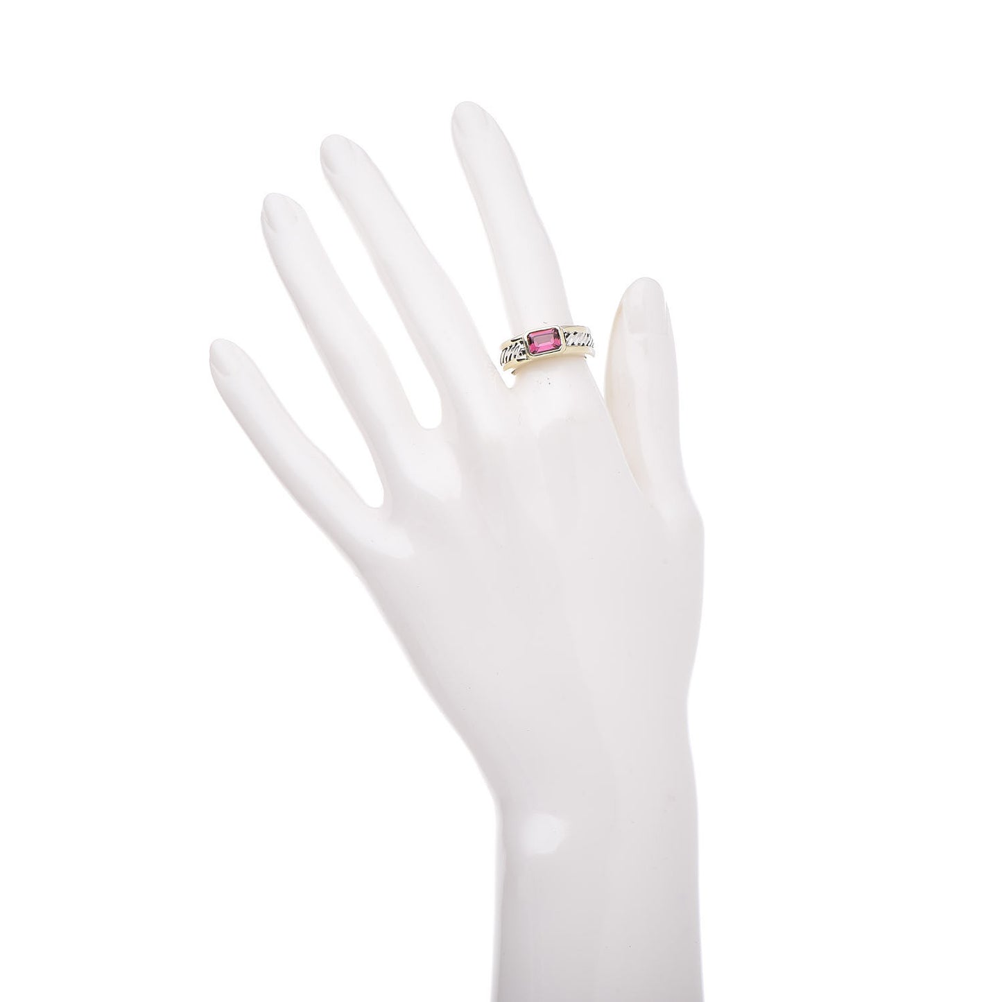 Sterling Silver 14K Yellow Gold Rhodolite Garnet Cable Ring 52 6