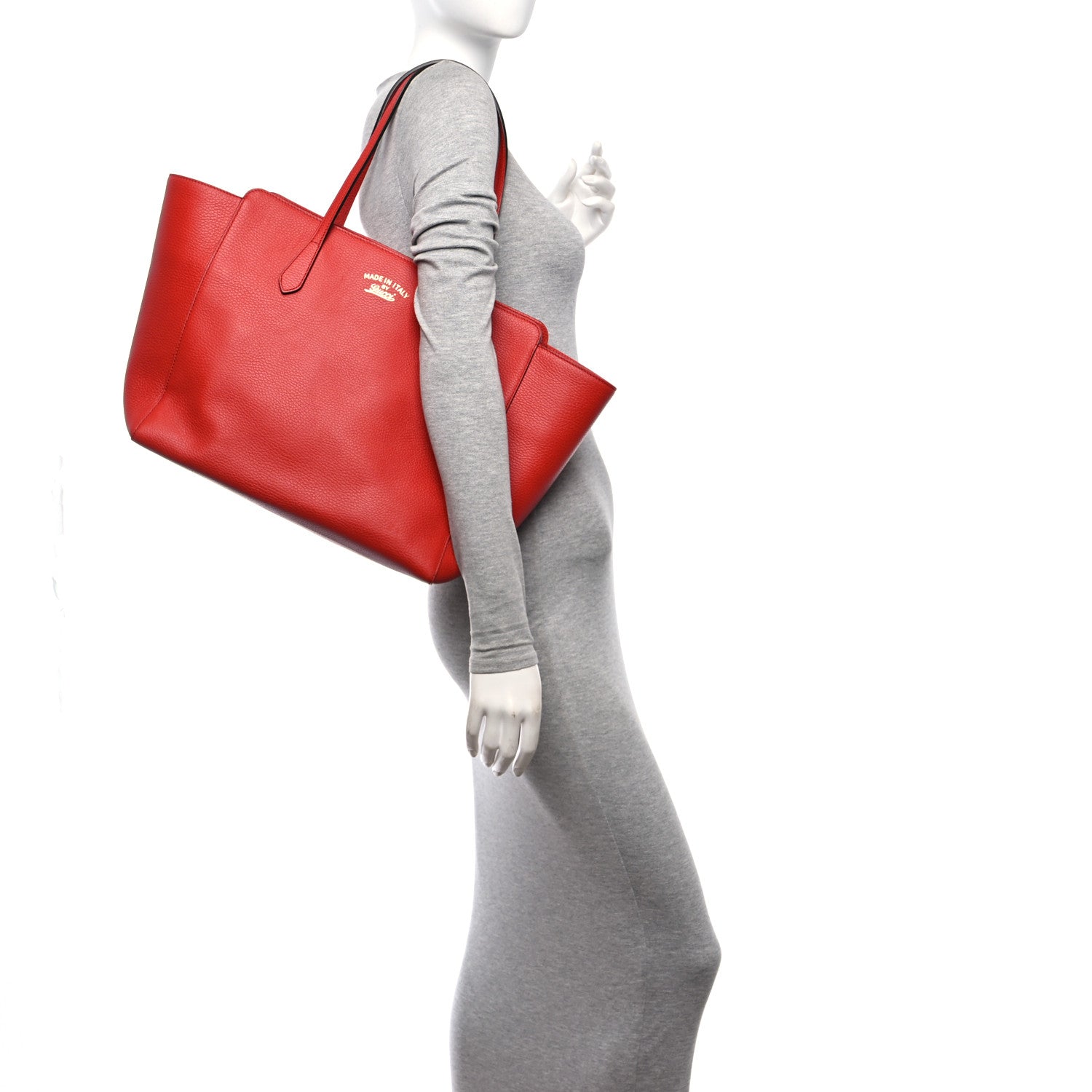 Gucci Dollar Calfskin Medium Swing Tote Red 2 of 10