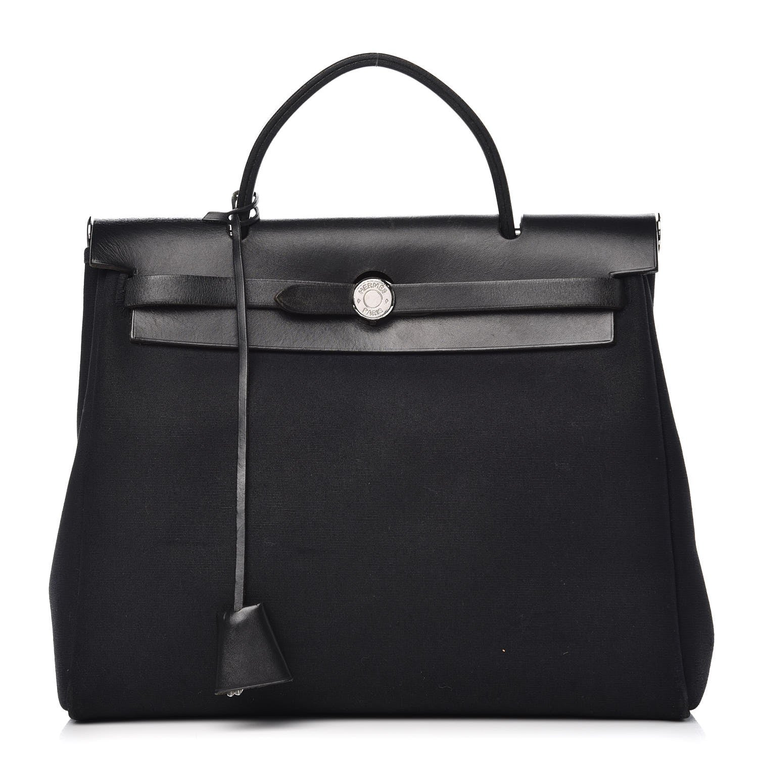 Hermes Toile Vache Calfskin Herbag 30 PM Black 1 of 26