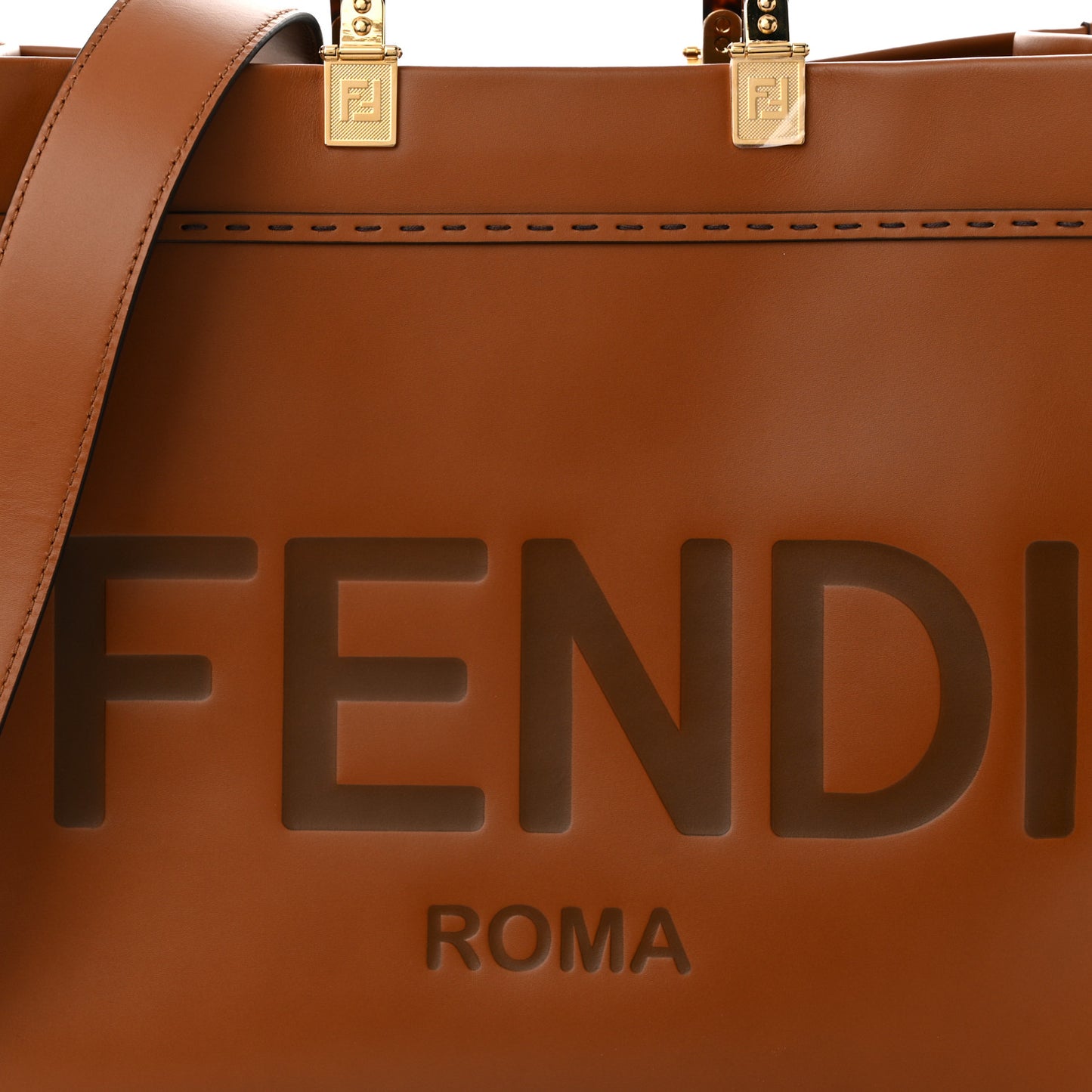 Vitello King Plexiglass Medium Fendi Sunshine Shopper Tote Cuoio