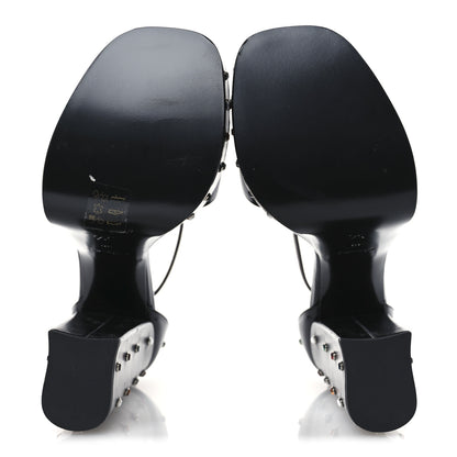 Louis Vuitton Calfskin Studded Fame Platform Sandals 38 Black 7 of 13