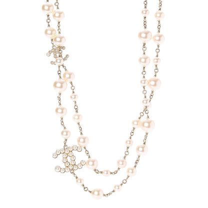 Chanel Pearl CC Long Necklace Light Gold 1 of 6