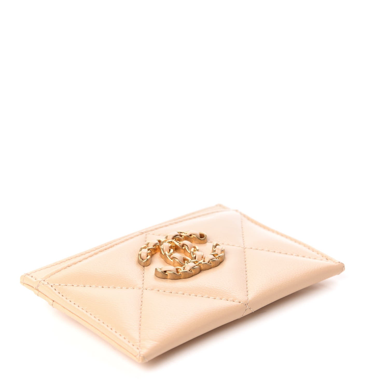 Chanel Shiny Goatskin Quilted 19 Card Holder Beige 4 of 8