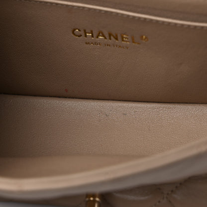 Chanel Lambskin Quilted Mini Rectangular Flap Dark Beige 13 of 13