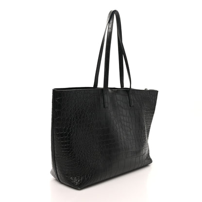 Saint Laurent Calfskin Crocodile Embossed Large Shopper Tote Black 4 of 12