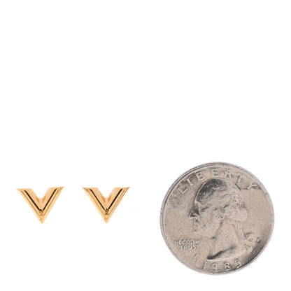 Louis Vuitton Brass Essential V Stud Earrings Gold 2 of 5
