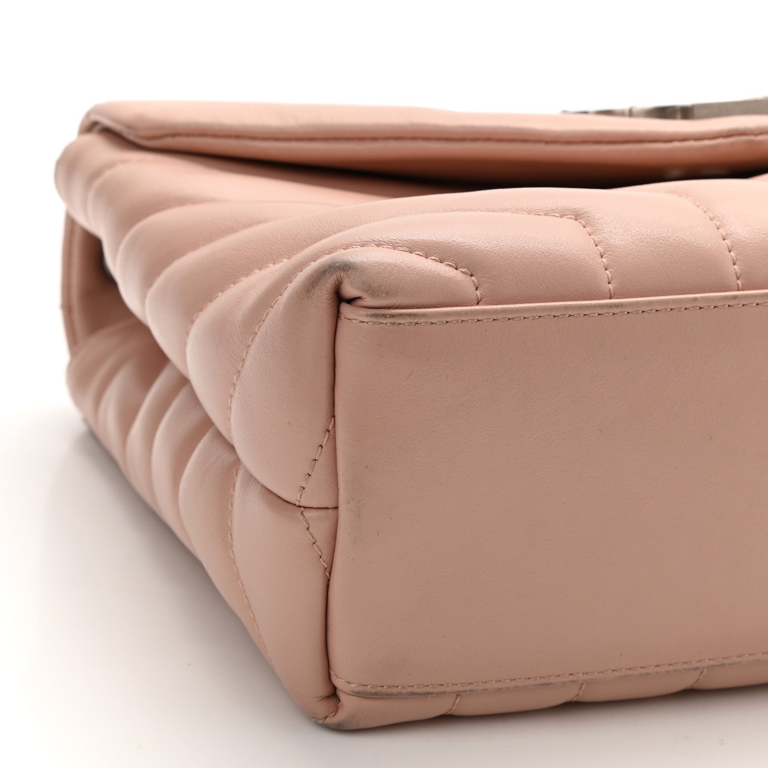 Saint Laurent Calfskin Y Quilted Monogram Small Loulou Chain Satchel Pale Blush 9 of 10