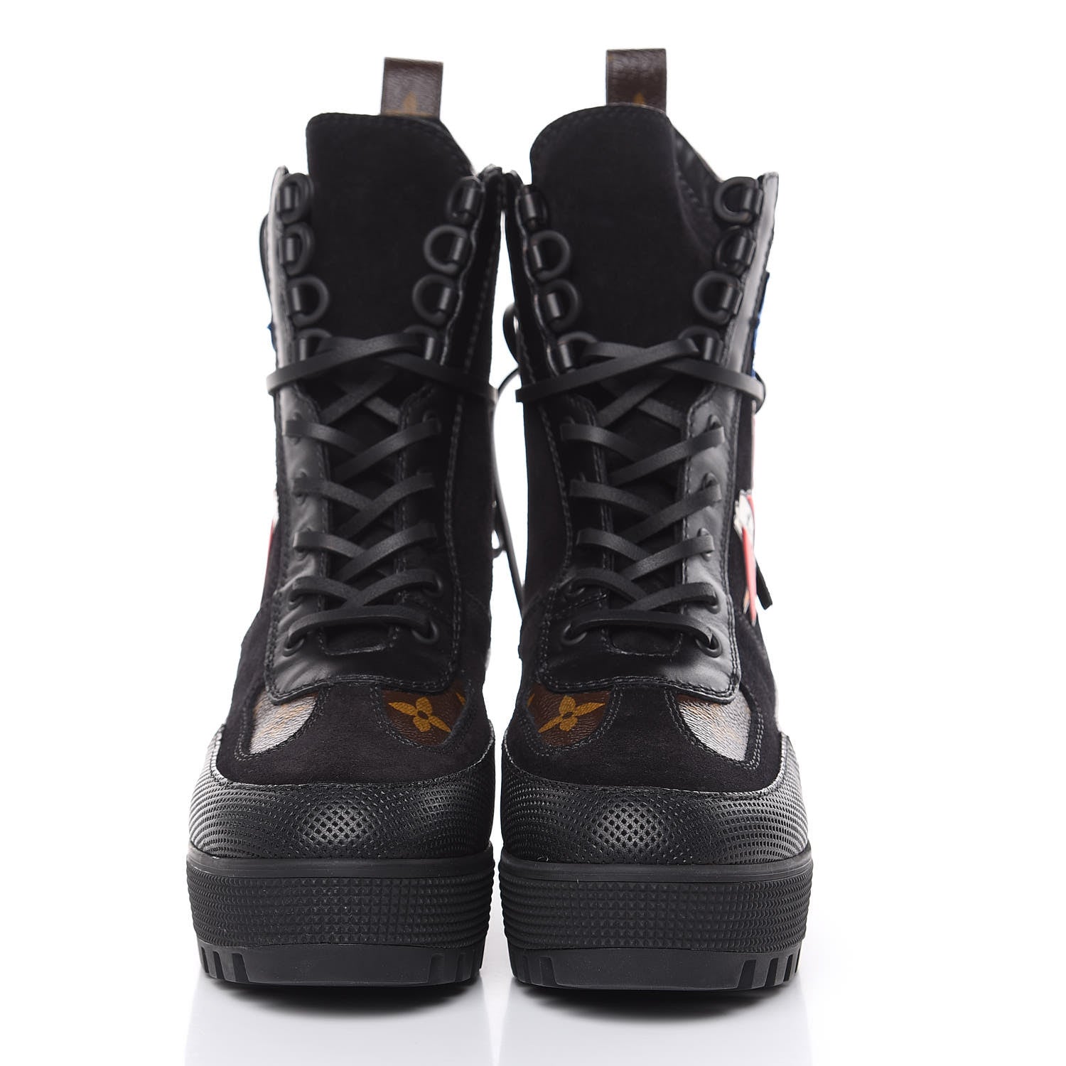 Louis Vuitton Suede Calfskin Monogram LV Black Heart Laureate Platform Desert Boots 36 Black 2 of 7
