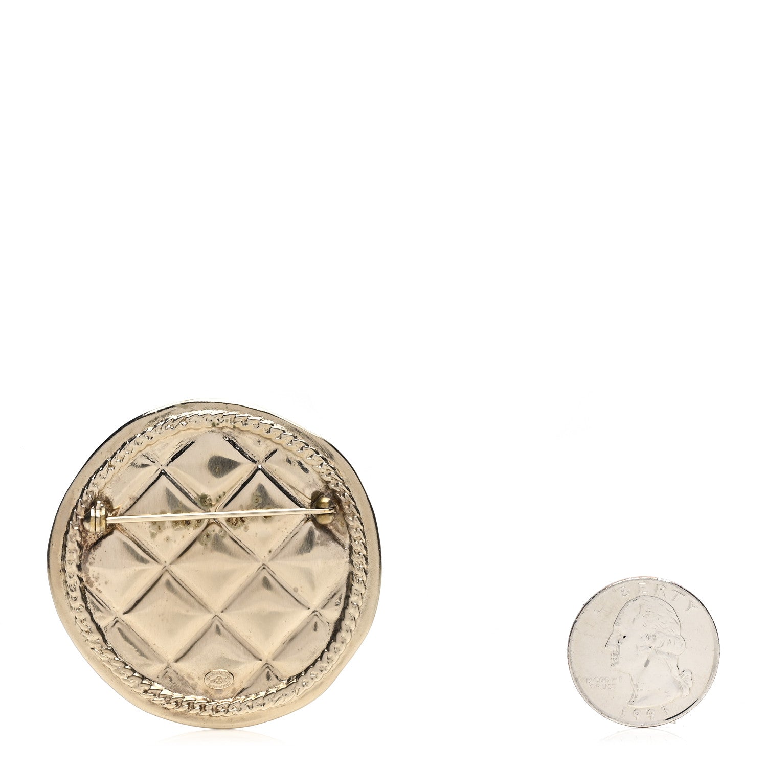 Chanel Quilted CC Brooch Pin Gold 2 of 4