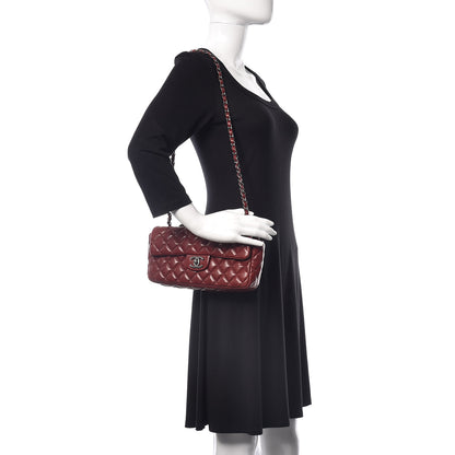 Chanel Lambskin Quilted East West Flap Dark Red 2 of 18