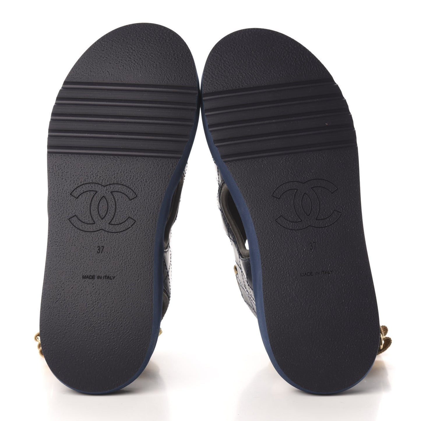 Goatskin Fabric Flat Sandals 37 Navy Blue Grey Yellow