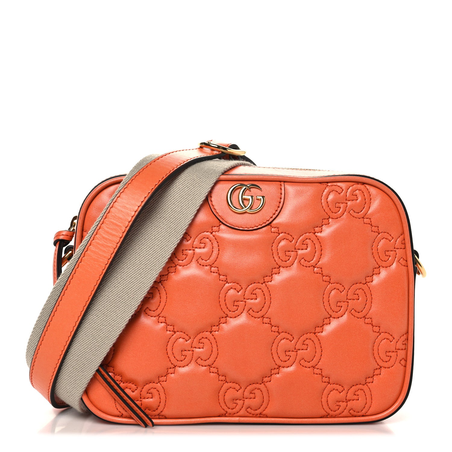 Gucci Calfskin GG Matelasse Shoulder Bag Spring Orange Natural 1 of 12