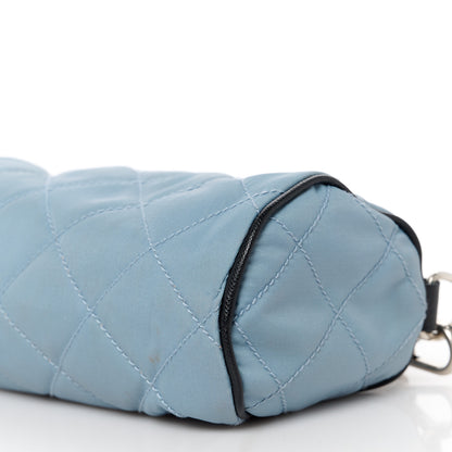 Prada Tessuto Nylon Saffiano Impunturato Quilted Barrel Pochette Blue 10 of 10
