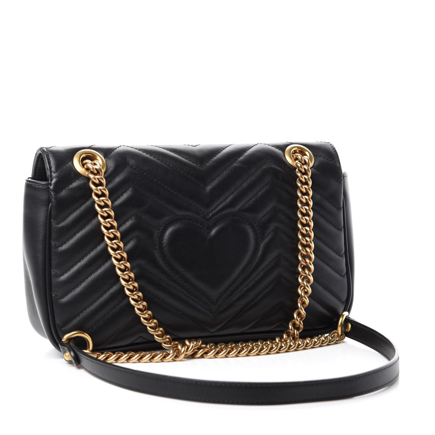 Gucci Calfskin Matelasse Small GG Marmont Shoulder Bag Black 4 of 11