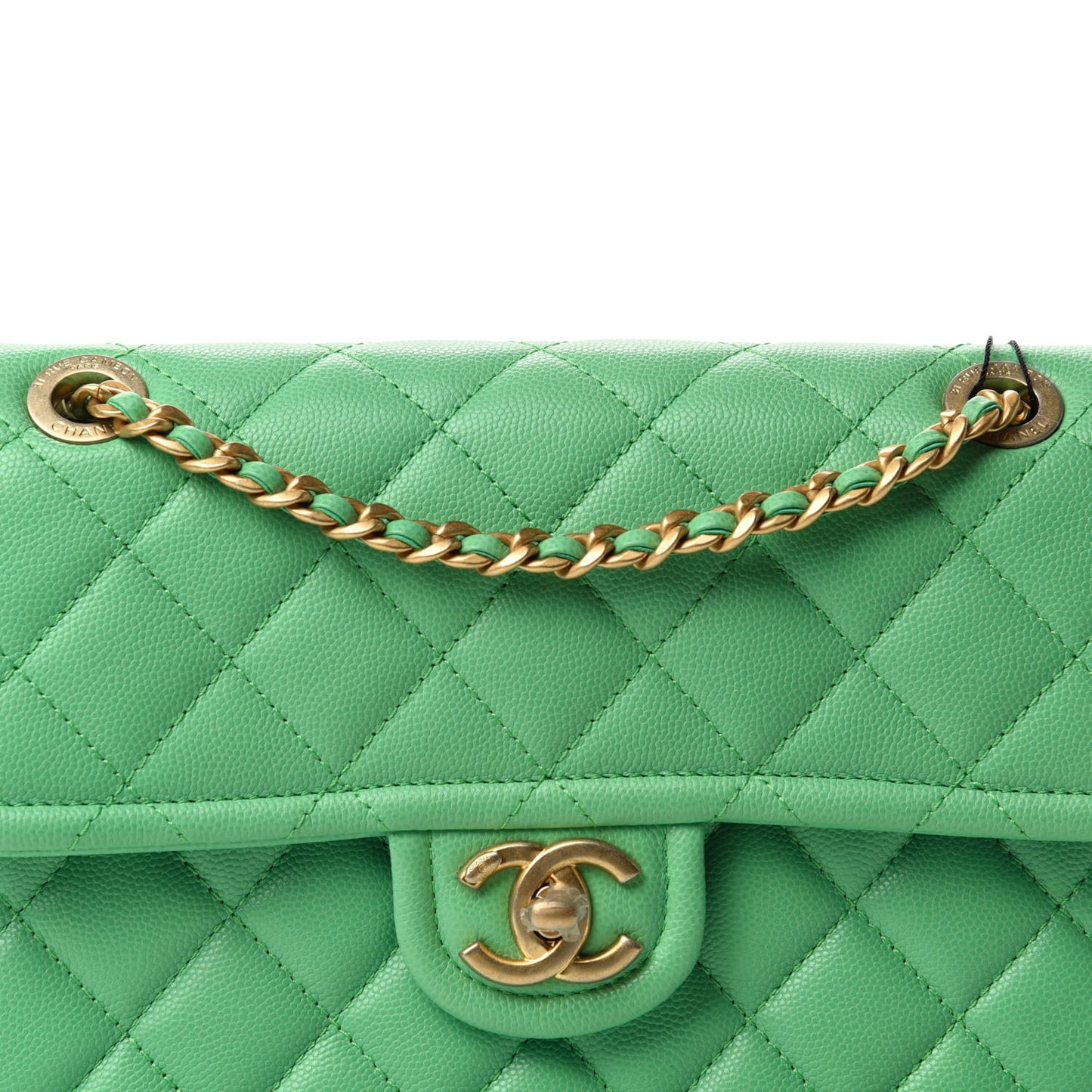 Caviar Quilted Medium Sweet Classic Flap Green
