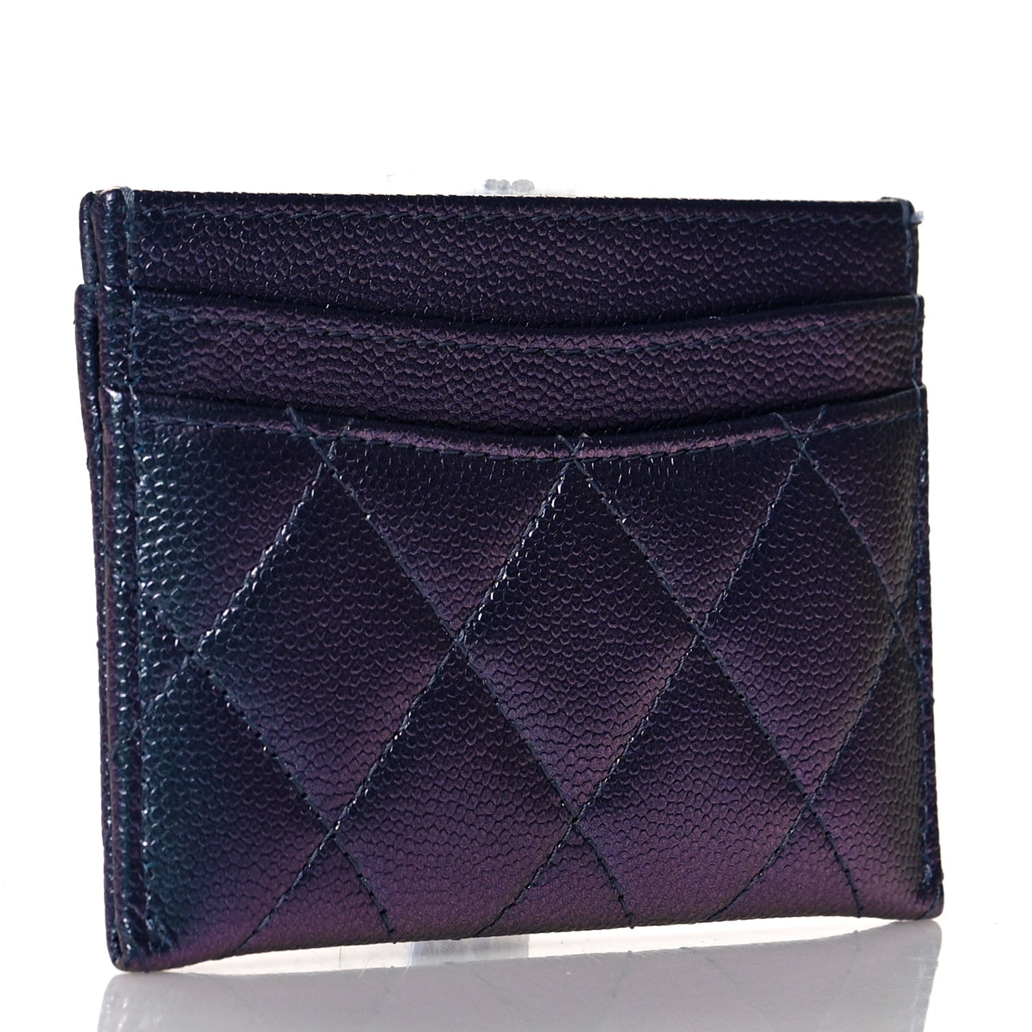 Chanel Iridescent Caviar Quilted Card Holder Dark Blue 3 of 9