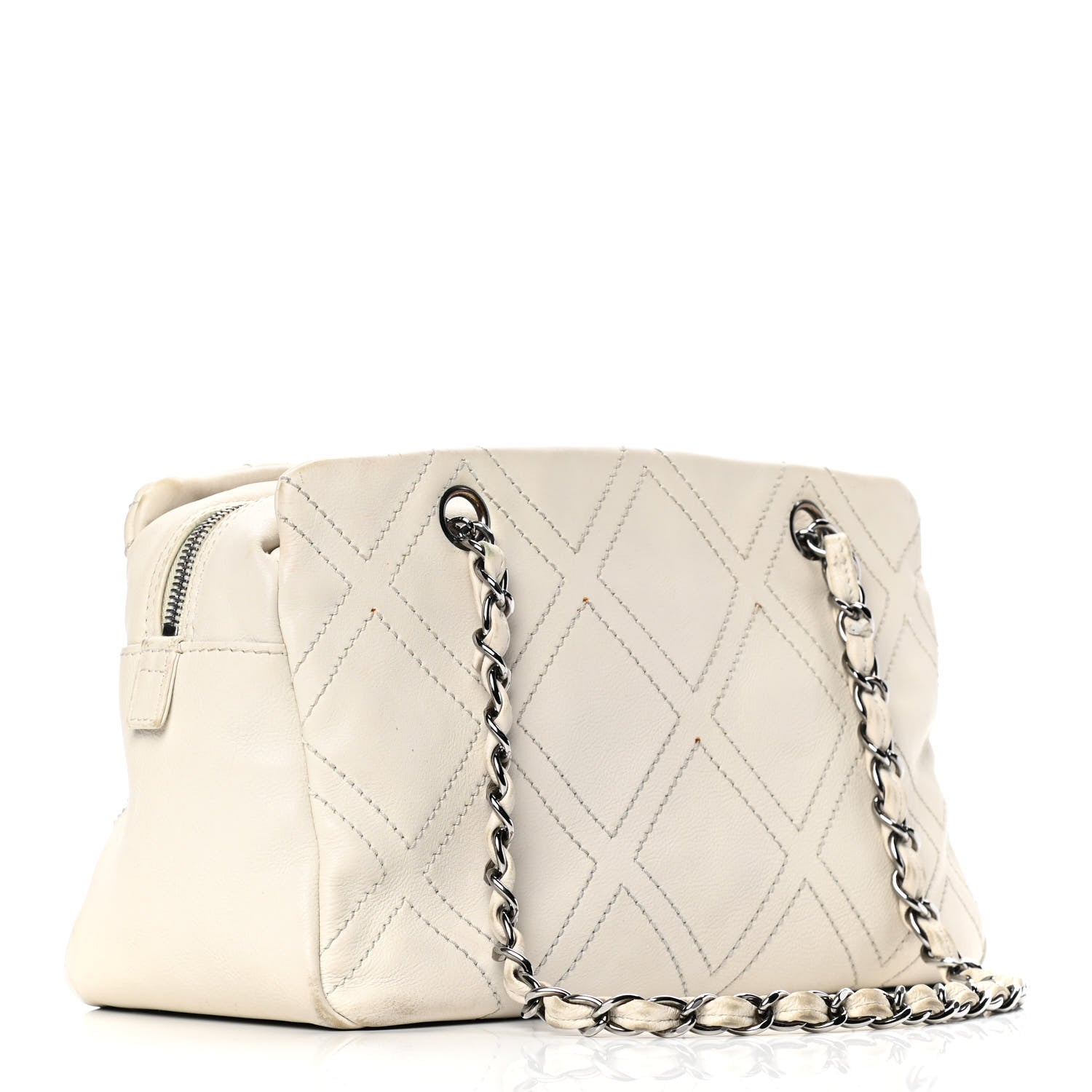 Chanel Calfskin Small Diamond Stitch Tote White 2 of 6