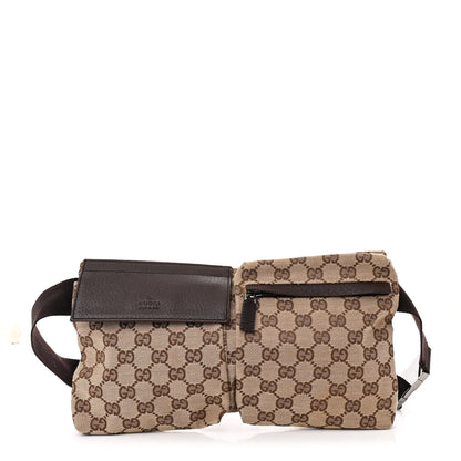 Gucci GG Monogram Double Pocket Belt Bag Dark Brown 1 of 10