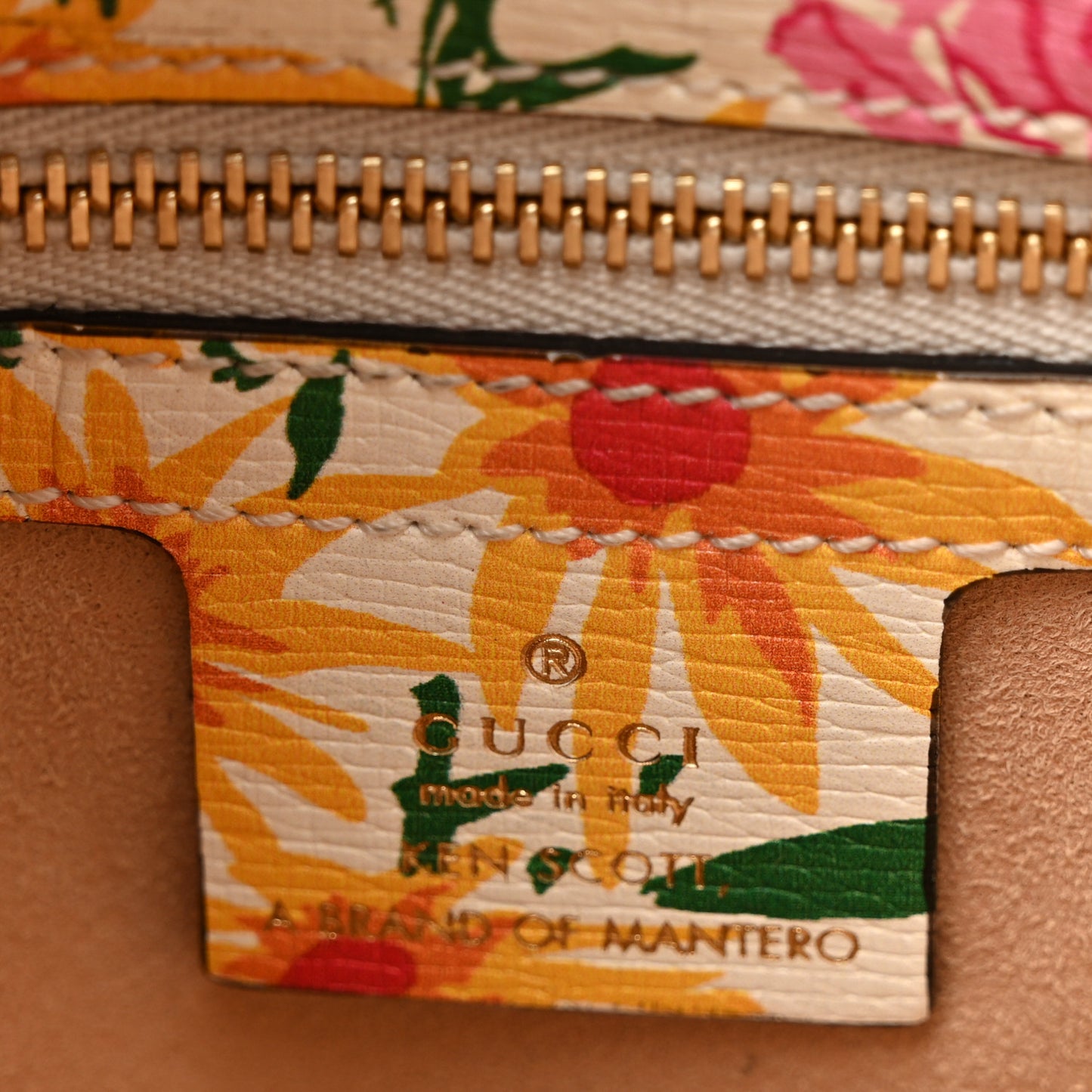 X KEN SCOTT New Shangai Calfskin Jardin D'Avril Floral Print Small Jackie 1961 Hobo Ivory Pink