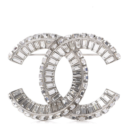 Chanel Baguette Crystal CC Brooch Silver 1 of 5