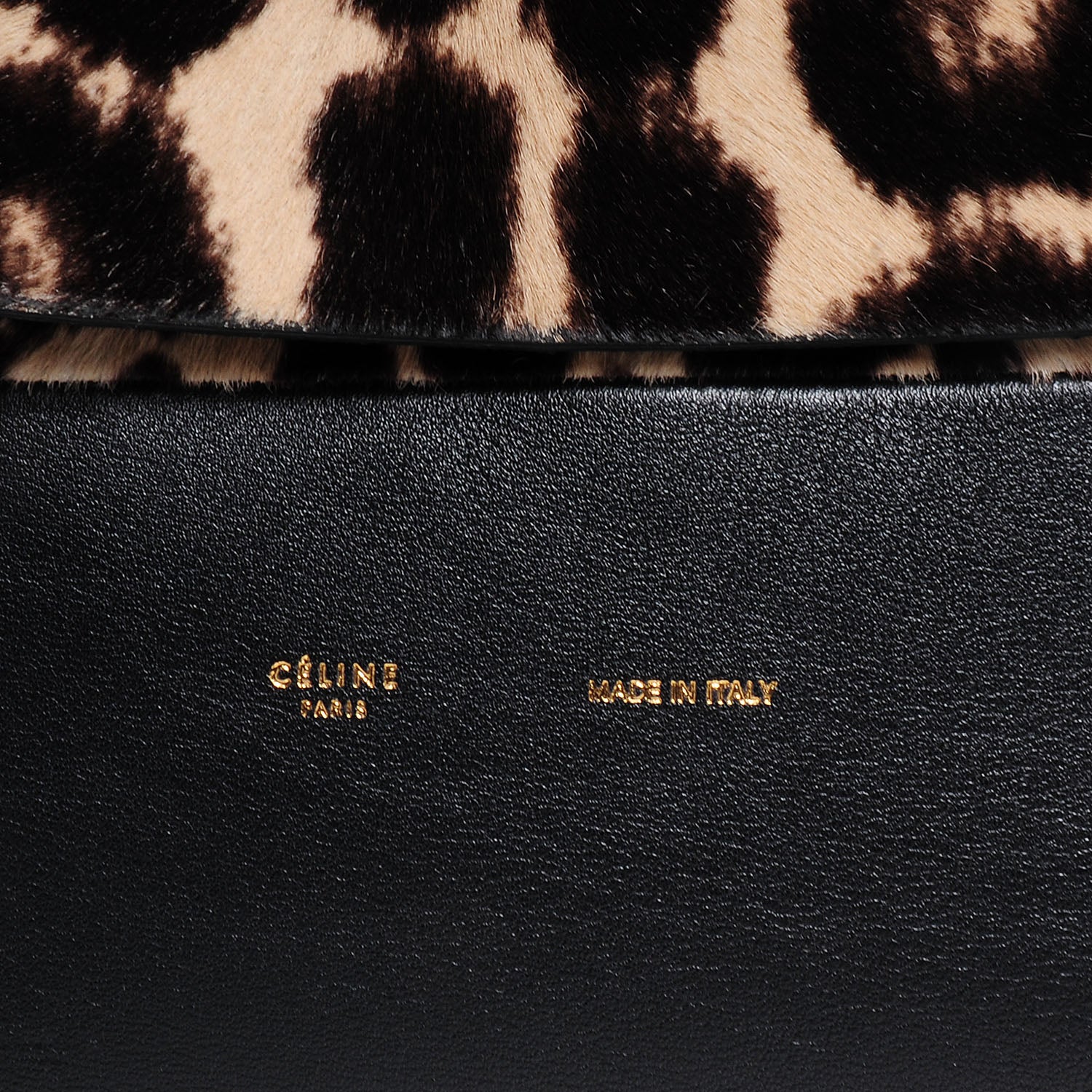 Celine Pony Hair Calfskin Leopard Print All Soft Tote Black 5 of 7